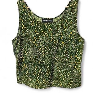 Sag Harbor Olive and Gold Patterned Tank Top
